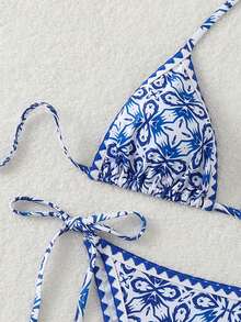 2pcs Digital Print Bikini Set, For Summer Beach Vacation - Multicolor - View 8