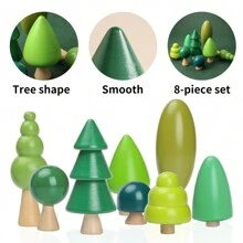 1 Set Casa del árbol de madera de estilo bosque, Juego de construcción de bloques apilables, Juguete educativo, Juguetes de madera para bebés, Casa de muñecas de madera, Juguetes educativos para bebés