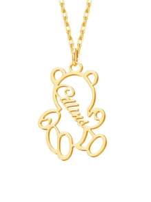 1 Máy Tính Tùy Chỉnh Tên Vòng Đeo Cổ Cho Nữ Cá Tính Gấu Chữ Mặt Dây Chuyền Trang Sức Inox Nam Dây Xích Choker Cổ Personalizado - Vàng - Xem 3