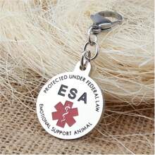 Small Emotional Support Animal ESA Tag Red Medical Alert Symbol 1 Inch ID Tag. Easily Switch Between Necklace Collars Harness And Vest - Silver - View 3