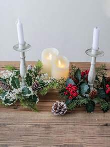 1 szt. Nowy wystrój choinki świecznik wieniec na środek stołu w domu, wystrój domu, dekoracje świąteczne, zaopatrzenie firm - Wielokolorowe - Zobacz 4