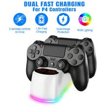 P4 Controller Charging Station, Upgraded 2-Hour Charging Chip P4 Controller Charging Dock With Charging Indicator Light And Ambience Light, Replacement Charger For P4 Dualshock Controller