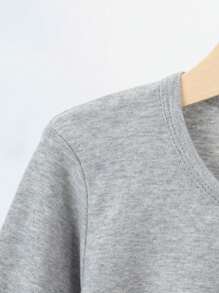 Bộ đồ lót giữ nhiệt in họa tiết dài tay 2 món cho bé trai, gồm áo và quần, Xuân Thu Đông - Xám - Xem 5