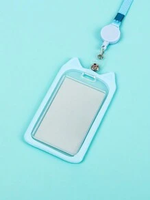 1 件可爱简约风格创意猫咪学生校园卡套便携式工作证件保护套带挂绳校园学生卡套装男女通用上学或工作用 - 彩色 - 查看 7