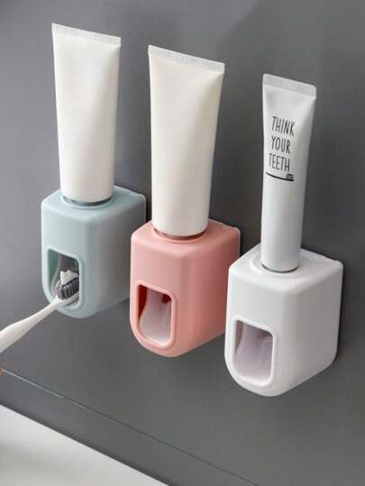 1 件自动壁挂式牙膏分配器，浴室壁挂式牙膏挤压器，水槽牙膏分配器
