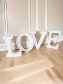 1/26pcs 3.14in White Uppercase English Letter Decor, DIY Craft, Wooden Home Wedding Decoration, Photography Prop, Valentine's Day & Christmas Decoration