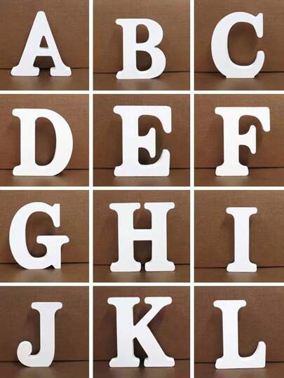 1pc 3.14in White Uppercase English Letter Decor, DIY Craft, Wooden Home & Wedding Decoration, Photography Props, Valentine's Day Item Best Gifts Birthday Graduation