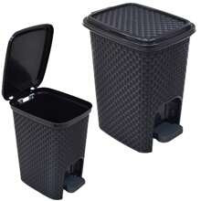 BIN KIT WITH 2 UNITS 07LITERS BLACK RATTAN WITH ARQPLAST LID FOR BATHROOM KITCHEN OFFICE LAUNDRY - màu đen - Xem 5