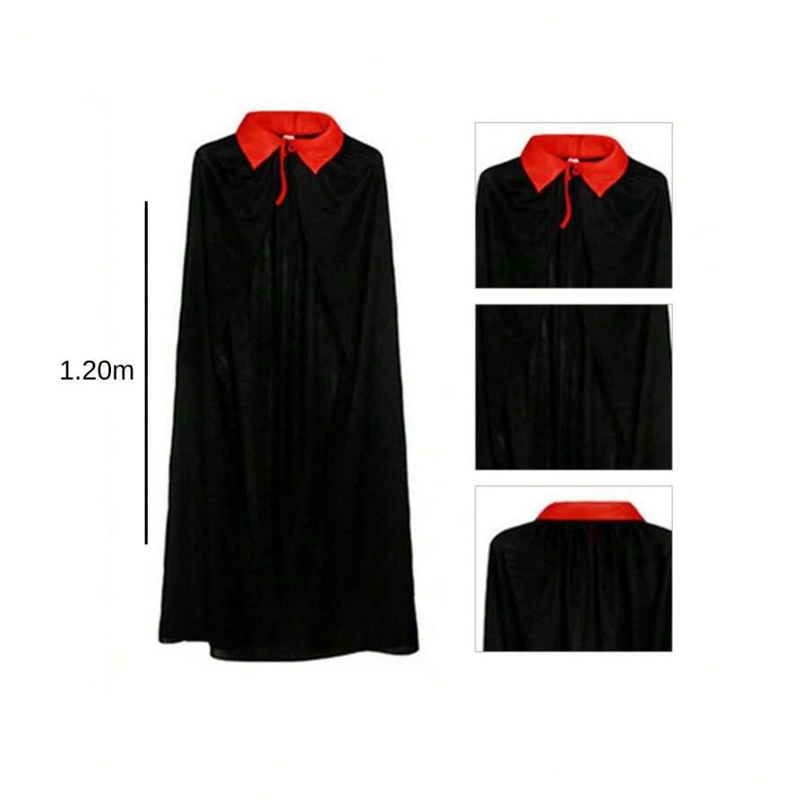 Capa Doble Cara Negro Rojo Capa De Vampiro Para Halloween – Doble Cara Negro /rojo, Con Capucha, Para Disfraces Y Cosplay Capa Reversible Versátil
