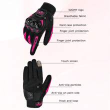 suomy 夏季女士粉色摩托车手套女式透气摩托车骑行手套防摔触感功能越野摩托骑行手套 - 粉色 - 查看 7