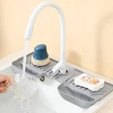 1pc Solid Color Silicone Kitchen Sink Drain Pad, Household Bathroom Sink With Multi-Functional Anti-Splash Drain Pad - Multicolor - View 1