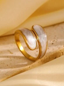 3pcs/Set Fashionable Asymmetrical Stainless Steel Artistic Paint Ring Set, Stylish Design For Women Daily Wear