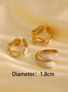 3pcs/Set Fashionable Asymmetrical Stainless Steel Artistic Paint Ring Set, Stylish Design For Women Daily Wear