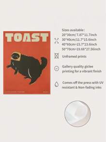 1入組布質海報，黑貓數字牆藝術印刷，有趣貓咪海報，可愛小貓插圖，貓奴禮物，貓咪做事麵包牆壁裝飾，不含框架