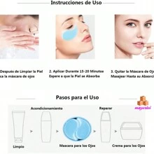 Parches para Contorno de Ojos Hialuronico Acido - Parches para Antiarrugas de Ojos, Hidrogel y Reafirmación, Mascarilla Hidratante para los Ojos, para Ojeras, Arrugas, Línea Fina (60 Pares) - Azul y blanco - Ver 3