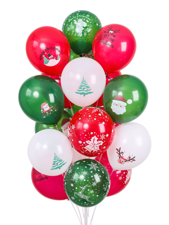 100 בלוני לטקס לחג המולד בעובי 12 אינץ' בצבע לבן, אדום וירוק עם קישוט פרחים מלא חמישה צדדים. סט בלוני לטקס מתאים מאוד לימי הולדת, חתונות, יום ולנטיין, חג ההודיה, חג המולד, ליל כל הקדושים, ראש השנה, עונת בית הספר, סידור בלונים לקישוט הבית, מסיבת בלונים ליום הולדת, חג המולד
