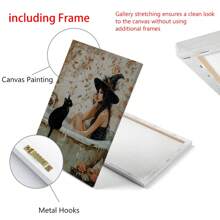 1 tấm Poster Suy ngẫm trong bồn tắm, Nghệ thuật Light Academia, Tranh in Halloween theo phong cách Gothic, Nghệ thuật treo tường Pretty Whimsigoth, Quà tặng cho người yêu mèo đen, Áp phích vải, Trang trí tường bằng vải cho nhà, Phòng khách, Phòng ngủ, Nhà bếp, Phòng tắm - Nhiều màu - Xem 9