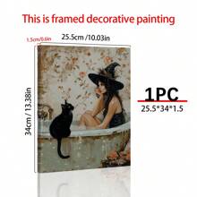 1 tấm Poster Suy ngẫm trong bồn tắm, Nghệ thuật Light Academia, Tranh in Halloween theo phong cách Gothic, Nghệ thuật treo tường Pretty Whimsigoth, Quà tặng cho người yêu mèo đen, Áp phích vải, Trang trí tường bằng vải cho nhà, Phòng khách, Phòng ngủ, Nhà bếp, Phòng tắm - Nhiều màu - Xem 3
