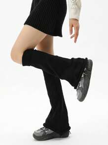 1 Cặp Chân Rộng Dệt Kim Acrylic Ấm Cúng, Thích Hợp Cho Mùa Thu Đông - màu đen - Xem 1