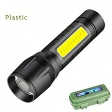 1pc Portable Powerful LED Flashlight, Mini ABS COB Side Light, Rechargeable Portable Usb Charging LED Long-Range Telescopic Zoom OutdoorTorch For Outdoor Hiking And Camping, Camping Accessories