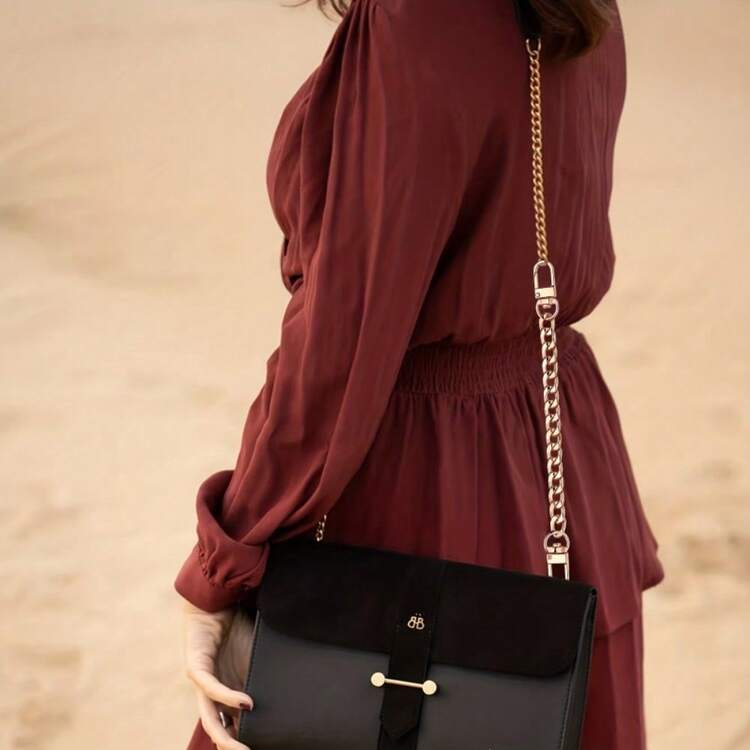 扁平钱包链，铁制斜挎包链带替换链手提包手柄链适用于钱包钱包手提包 - 金色 - 查看 10