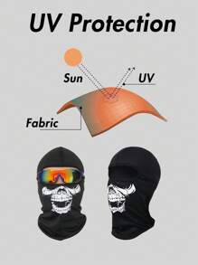 Musion 1pc Skeleton Balaclava Ghost Face Mask Horror Head Cover Cycling Outdoor Sport - Black and White - View 7