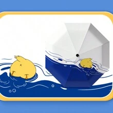 1 件可爱卡通猫狗印花紧凑型折叠雨伞，防雨防晒，多功能旅行伞男孩情人节心形情人节夏季降温、海滩、旅行 - 彩色 - 查看 6