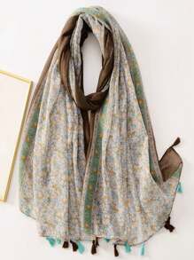 Paisley Pattern New Simple Print Scarf, Women's Spring/Summer Silk Scarf, Versatile Sunscreen Beach Shawl, Fashion Head Wrap & Long Scarf - Multicolor - View 12