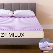 ZOMILUX Sobrecolchon de Memory Foam con Lavanda, Colchoneta Memory Foam de Alta Calidad con 7 Zonas de Confort, Cubre Colchon Sobrecama Ultra Suave de 5cm - Morado - Ver 2
