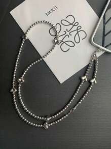 غطاء هاتف محمول بشكل قلب قابل للإزالة مطلي بالفضة مع سلسلة قابلة للضبط، هدايا للأم والعائلة والأصدقاء في المناسبات كعيد الميلاد والأعياد, إكسسوار هاتف