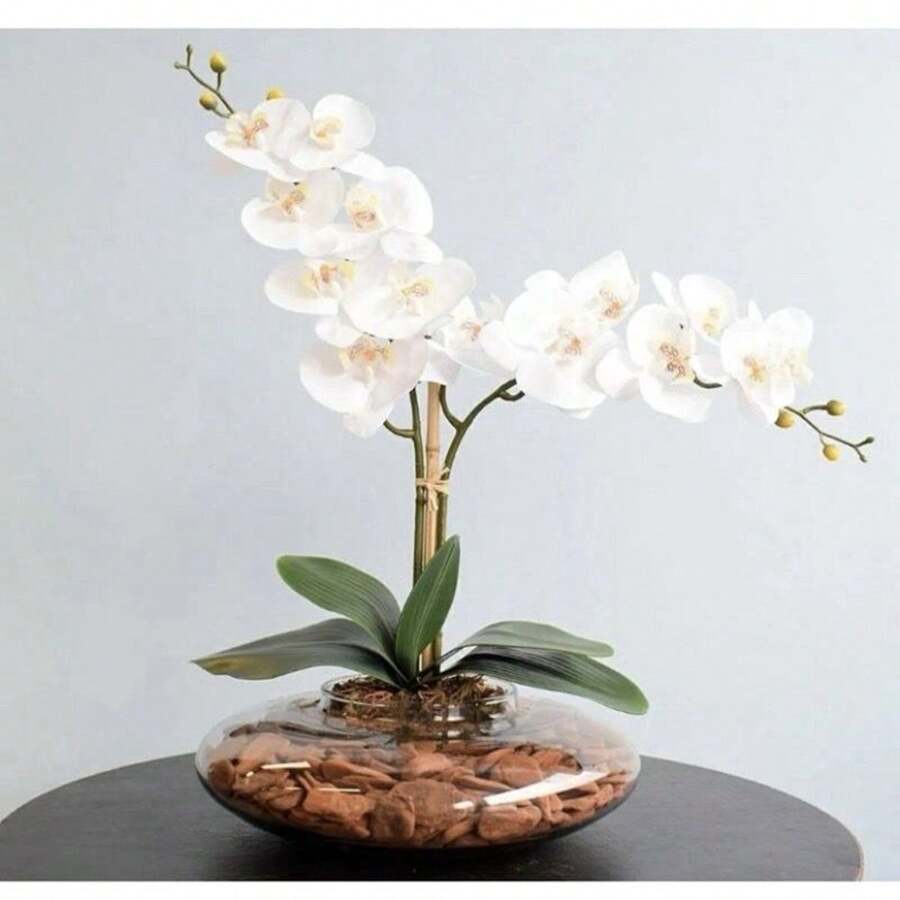 Galho Haste Orquídea Branco Artificial Folhagem Decoração Para Arranjos