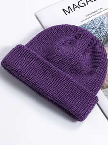 1pc Solid Color Beanie Hat For Men, Knitted And Warm, Korean Style, Versatile And Hat For Winter - A - View 16
