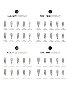 YADORNOS Y2K 10片装闪亮水钻手工美甲贴片，情人节新年美甲，秋冬轻奢超长尖头美甲贴片，简约全覆盖假指甲，含果冻胶和指甲锉，亚克力美甲贴片，居家DIY美甲用品，适合学校/节日派对/婚礼/日常佩戴的手工美甲贴片 - 彩色 - 查看 6