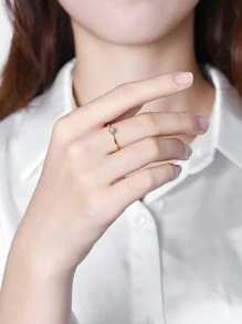 1PC 925 Sterling Silver Moissanite Ring, Simple Commuter Ring, Engagement Ring