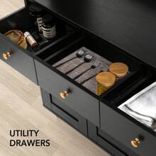 VOWNER Mueble de cocina 100x38x181cm, mueble alto buffet de cocina - Negro - Ver 7