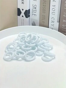 100入女孩彈性髮圈，彩色尼龍小髮圈，兒童馬尾髮圈，兒童髮飾 - 白色 - 查看 3