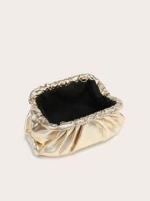 Ladies' Solid Color PU Pleated Cloud Bag, Retro , Large Capacity, Fashionable, Suitable For Outings And Shopping. - Gold - View 5