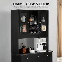 VOWNER Mueble de cocina 100x38x181cm, mueble alto buffet de cocina - Negro - Ver 4