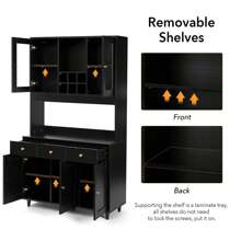 VOWNER Mueble de cocina 100x38x181cm, mueble alto buffet de cocina - Negro - Ver 6