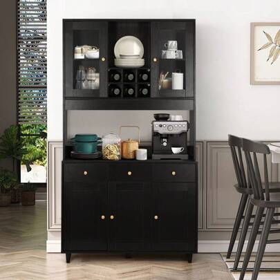 VOWNER Credenza alta da cucina con vano a giorno VOWNER, 100x38x181cm
