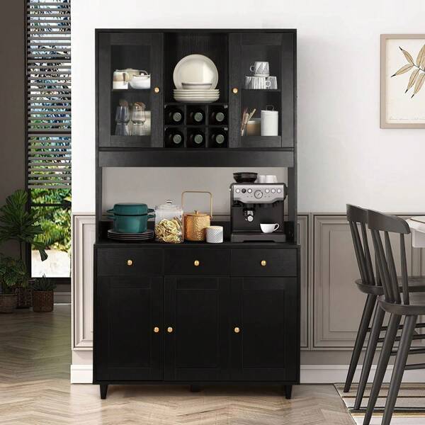 VOWNER Credenza alta da cucina con vano a giorno VOWNER, 100x38x181cm