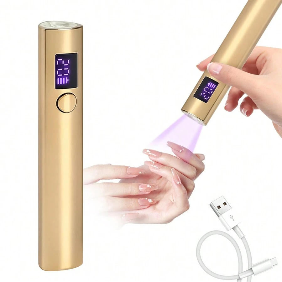 Mini LED New Nail Dryer Machine Quick Dry USB Rechargeable Mini Flashlight Pen For Curing All Nail Gel Professional Nail Lamp - Vàng - Xem 1