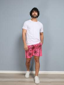 Short Tactel Thick Men's Mauricinho Adult Surf Beach Pool Quick Dry Gym Bermuda Summer - Pink - View 3