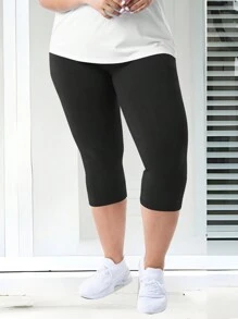 3 Packs Plus Size Capri Leggings For Women -Stretchy X-Large-5X Tummy Control High Waist Spandex Workout Yoga Pants  Summer  Black Combo - 黑色 - 查看 5