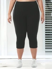 3 Packs Plus Size Capri Leggings For Women -Stretchy X-Large-5X Tummy Control High Waist Spandex Workout Yoga Pants  Summer  Black Combo - 黑色 - 查看 6