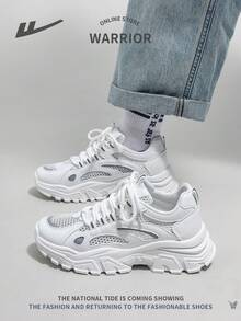 Comfortable Breathable Casual Thick-Sole Outdoor Increased Height Women's Shoes, Thin Mesh Fabric, Hollow Mesh Sneakers, Summer 2024 New Versatile Sport Running Shoes For Women - White - View 4