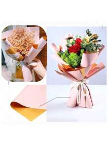 20 Hojas De Papel Coreano Para Ramos Bouquet Floral Bicolor - Rosa - Ver 8