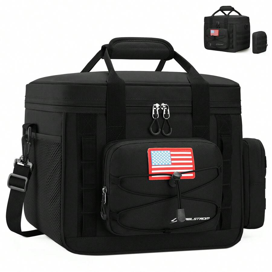 Maelstrom Tactical Lunch Box, Insulated Lunch Bag For Men, Large Durable Leakproof Cooler Bag With Detachable MOLLE Bags, Modern Lunch Tote For Adult Women Work,Picnic,14 L - Black - View 1