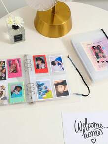 1pc A5 Diy Photo Album Scrapbook Journal Notebook Card Holder, White Cover (Inner Pages Not Included) Back To School - White - View 3