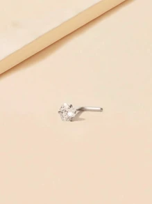 1 件迷你心形 L 形鼻钉 - 锌合金鼻环首饰 - 白色 - 查看 2